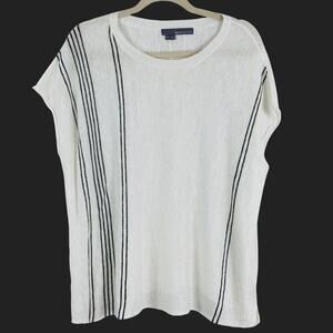 360Sweater Womens XS White 100% Linen Oversized Cap Sleeve Sweater Beachy Lagom